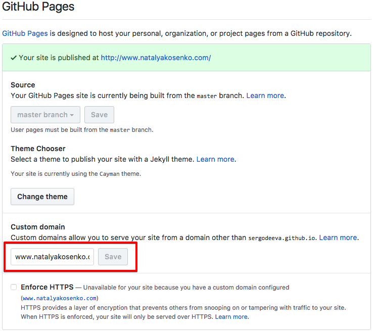 Github Pages custom domain